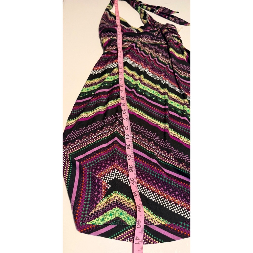 NWT Soma Halter Dress Sz M Purple Green Geometric Print Sleeveless Midi Boho NEW - Picture 8 of 8